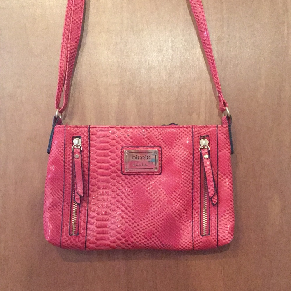 Nicole Miller Snakeskin Cross Body Purse